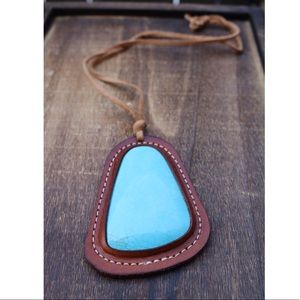 NEW-Turquoise Slab Necklace